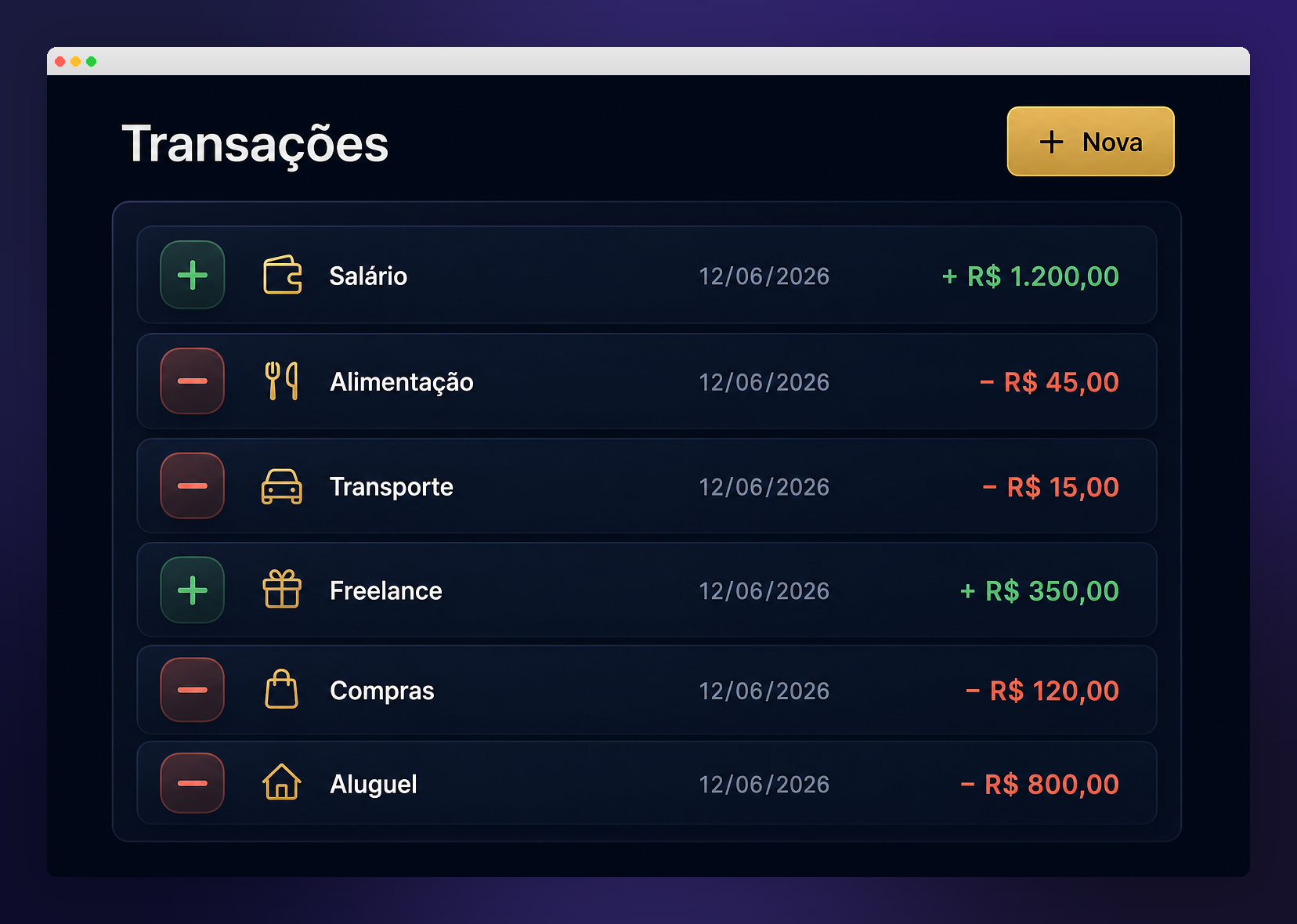 Transações